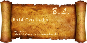 Balázs Lajos névjegykártya